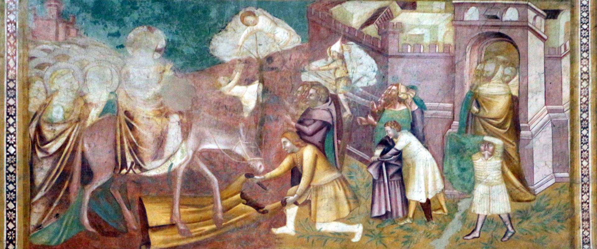 Scuola bolognese, ciclo dell'abbazia di pomposa, 1350 ca., nuovo testamento, 11 entrata in gerusalemme 1 foto di Sailko